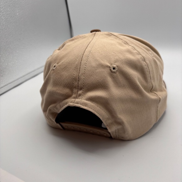 Vintage Bandag Tires Artsy Embroidered Logo Retro Beige/Tan Snapback Hat - Picture 4 of 7
